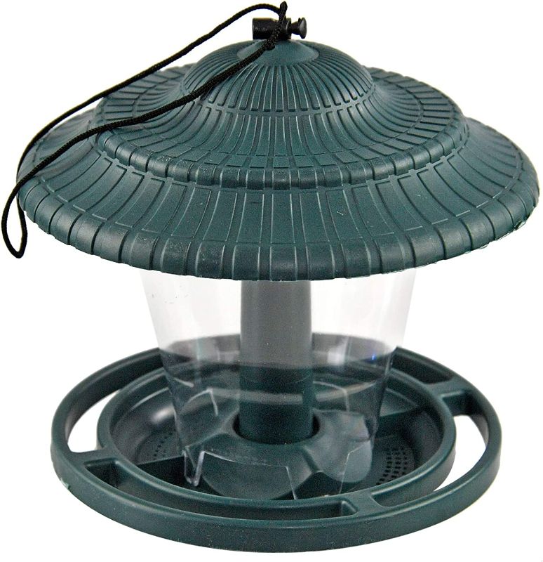 Photo 1 of Home-X Small Round Birdhouse Feeder, Hanging Bird Feeding Tray, Outdoor Bird Perch, Green, 7 ½” H x 7” D NEW 