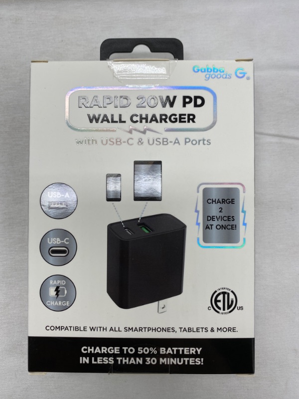 Photo 4 of 20W USB C Wall Charger, Fast Charger (Black) NEW 