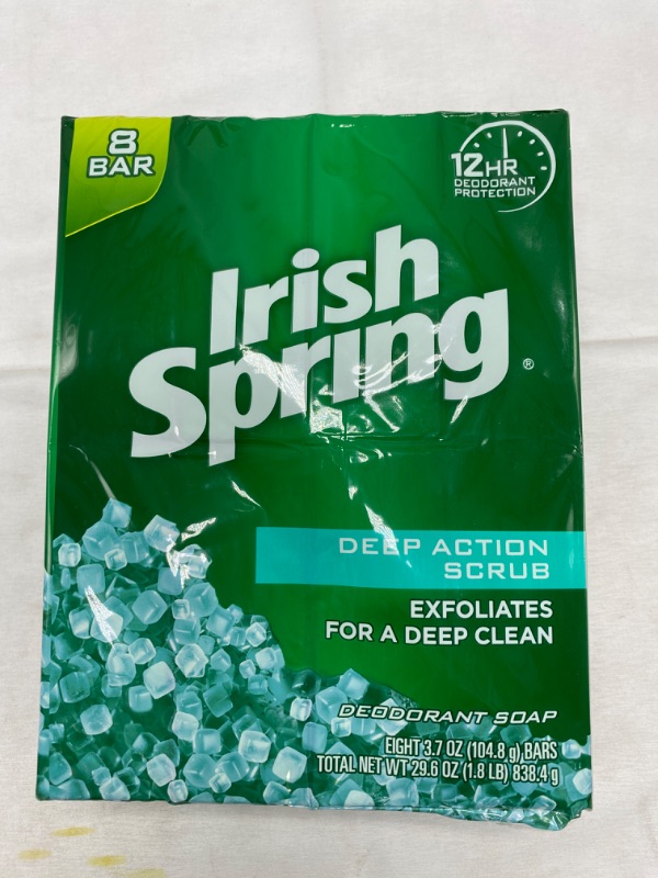 Photo 2 of Irish Spring Deep Action Scrub Deodorant Bar Soap, 3.75 oz bars, 8 ea 