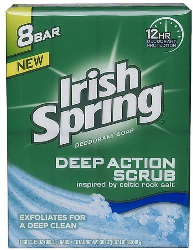 Photo 1 of Irish Spring Deep Action Scrub Deodorant Bar Soap, 3.75 oz bars, 8 ea 