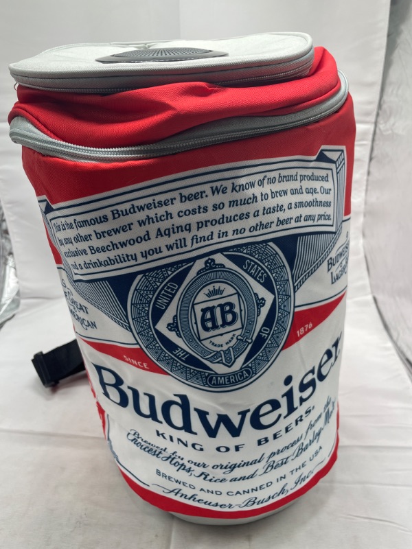 Photo 2 of Budweiser Soft Can Shape Speaker Cooler Bluetooth Portable Travel Cooler with Built in Speaker Budweiser Wireless Speaker Cool Ice Pack Cold Beer Stereo for Apple iPhone, Samsung Galaxy