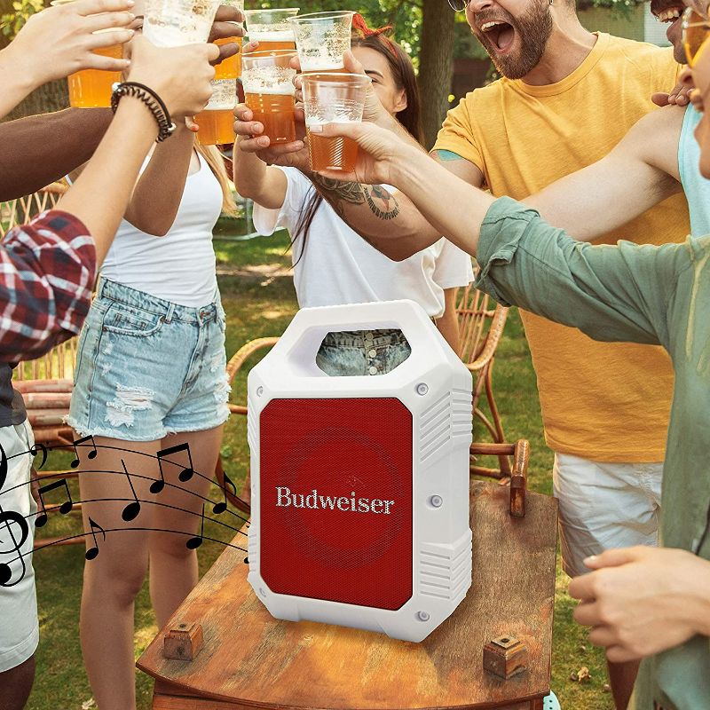 Photo 2 of Budweiser Portable Bluetooth Wireless Speaker with Led Lighting 1200mah Rechargeable Battery Premium Bass & Clear Music Zero Distortion Connect with USB TF Card