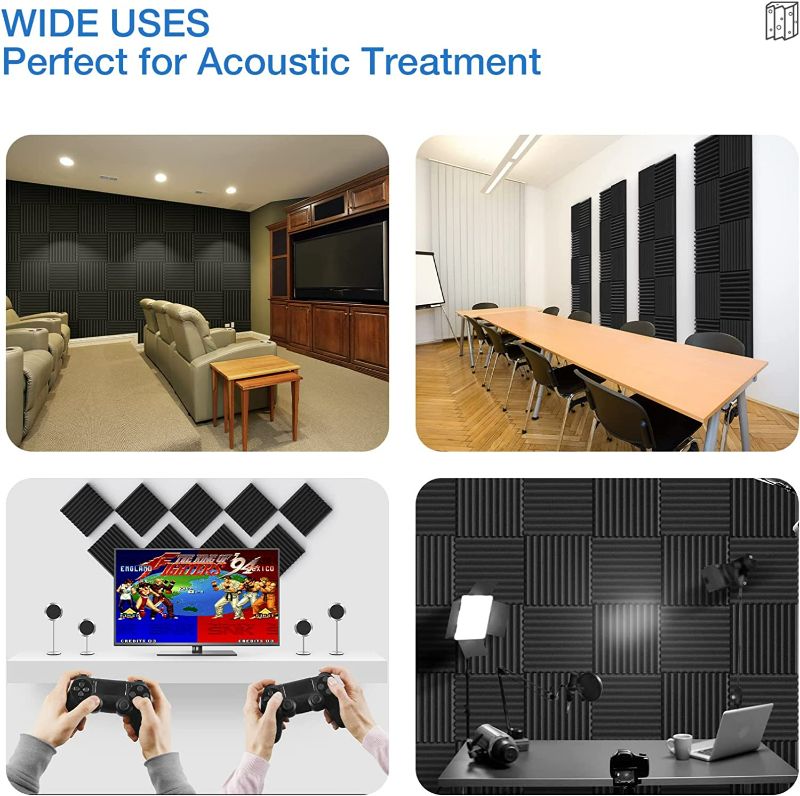 Photo 2 of  pack Acoustic Panels Self-Adhesive, Quick-Recovery Sound Proof Foam Panels, Acoustic Foam Wedges High Density, Soundproof Wall NEW 