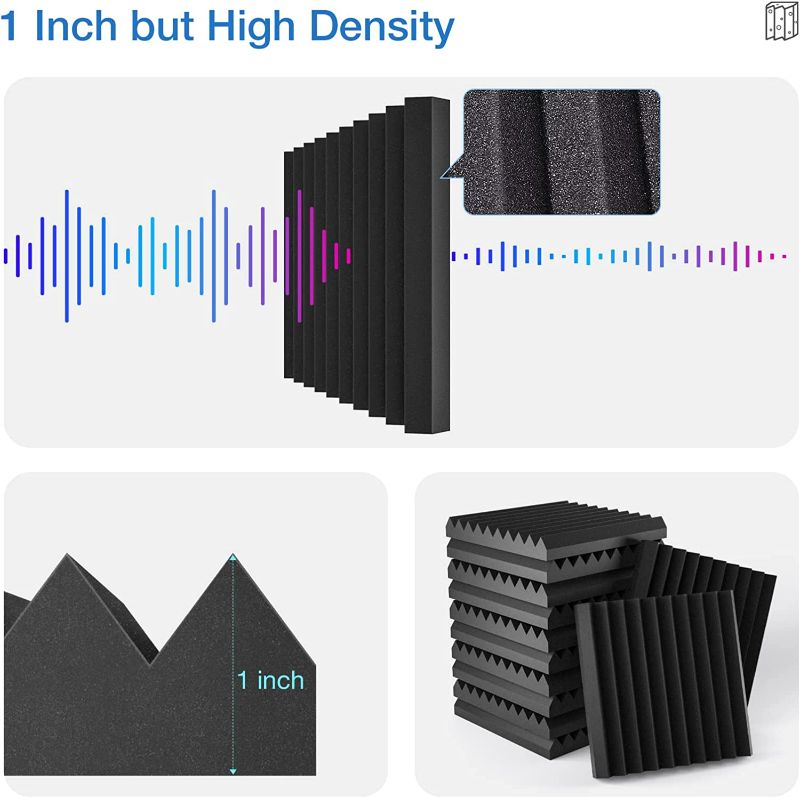 Photo 1 of  pack Acoustic Panels Self-Adhesive, Quick-Recovery Sound Proof Foam Panels, Acoustic Foam Wedges High Density, Soundproof Wall NEW 