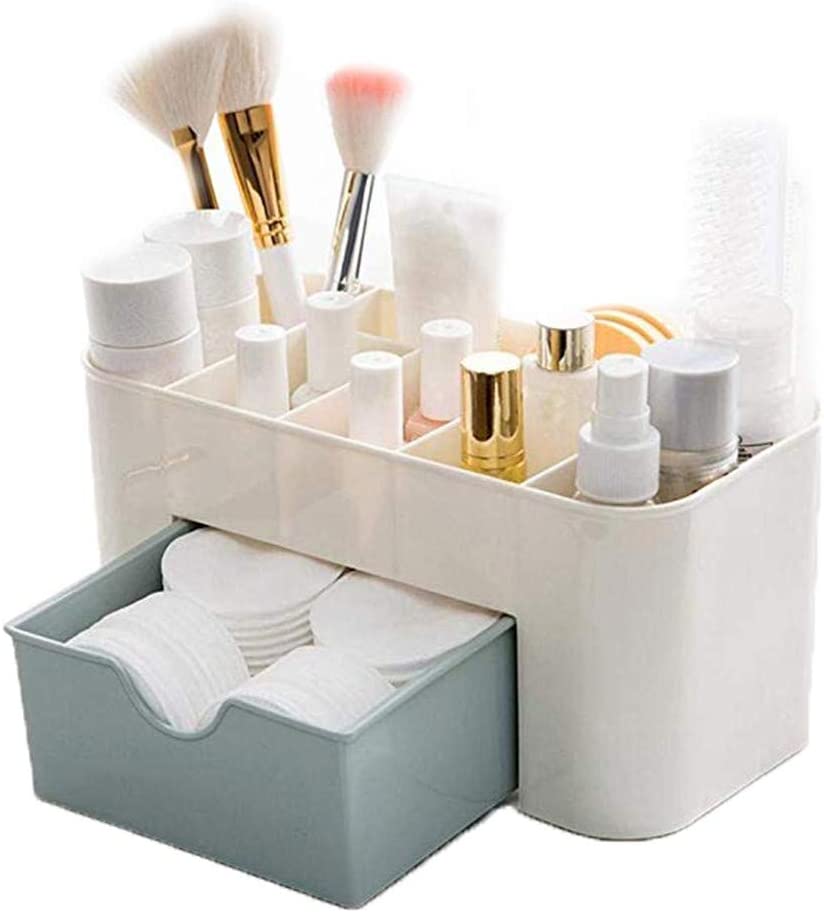 Photo 1 of MUMAX Desktop Chic Make Up Cosmetic Makeup Organizer Box Storage Drawer Jewelry Vanity Tray Office Home Supplies (Blue) NEW 