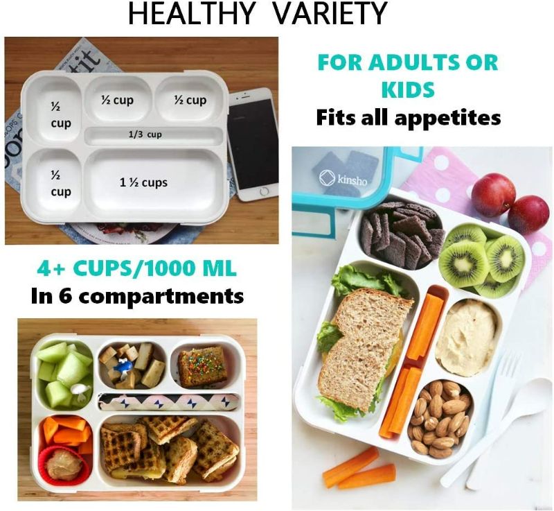 Photo 2 of Bento Lunch Box Kids & Adult: Leakproof Lunch Containers for Boys & Girls with 6 Compartments - School, Daycare, Meal Planning Portion Control 2 Pack NEW 