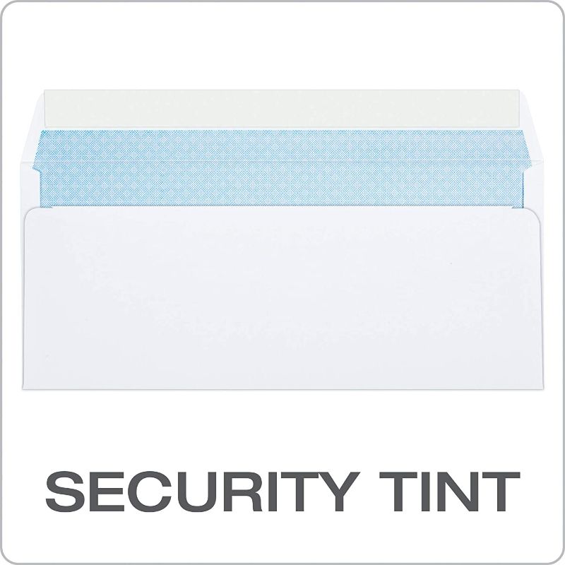 Photo 2 of Quality Park #10 Self-Seal Security Envelopes, Security Tint and Pattern, Redi-Strip Closure, 24-lb White Wove, 4-1/8" x 9-1/2", 100/Box (QUA69117) NEW 