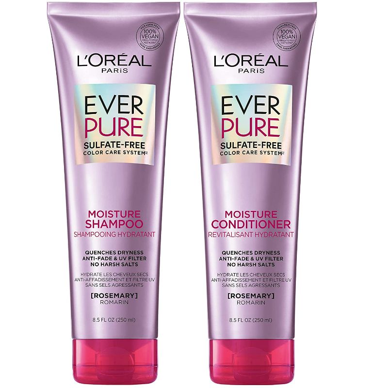 Photo 1 of L'Oréal Paris EverPure Moisture Sulfate Free Shampoo and Conditioner for Color-Treated Hair, 8.5 Ounce (Set of 2) NEW 