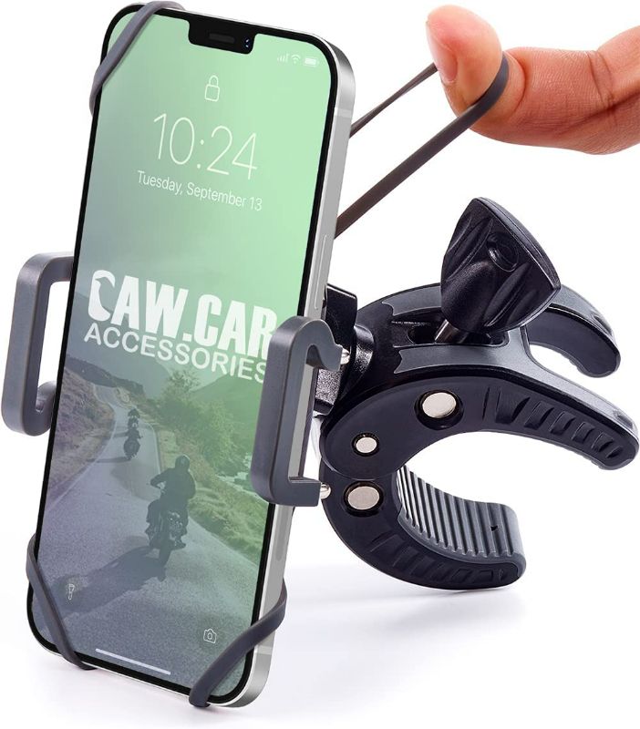 Photo 1 of Bike & Motorcycle Phone Mount - For iPhone 14 (13, Xr, SE, Max/Plus), Galaxy S22 or any Cell Phone - Universal ATV, Mountain & Road Bicycle Handlebar Holder. +100 to Safeness & Comfort NEW 