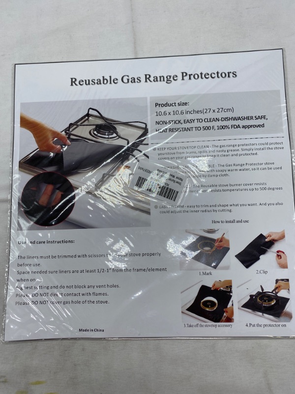 Photo 1 of Stove Burner Covers - Gas Stove Protectors Black Double Thickness, Reusable, Non-Stick, Fast Clean Liners for Kitchen/Cooking. (8 Packs)
