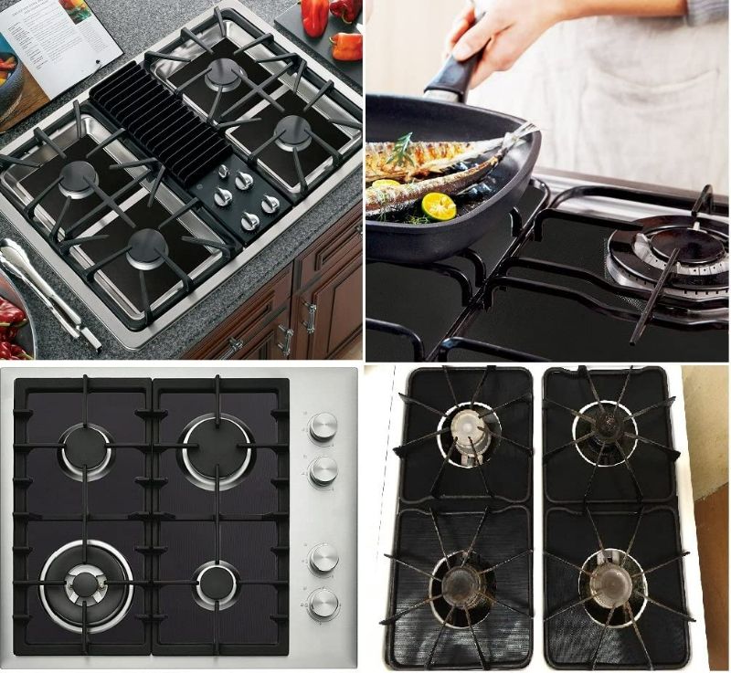 Photo 3 of Stove Burner Covers - Gas Stove Protectors Black Double Thickness, Reusable, Non-Stick, Fast Clean Liners for Kitchen/Cooking. (8 Packs)