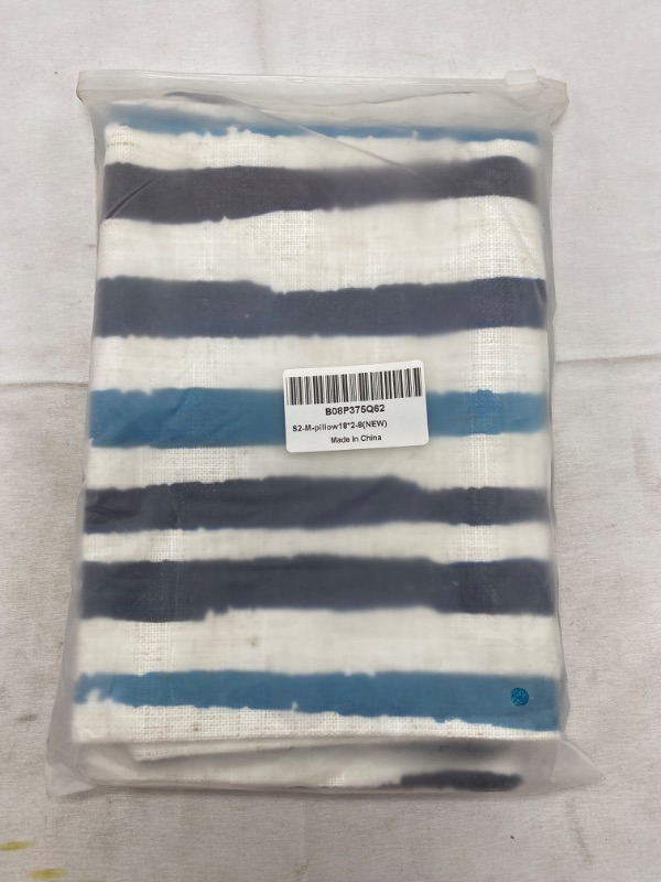 Photo 3 of Stripe (Turquoise/White and Navy Blue) Pillow Case Pack of 2 NEW 