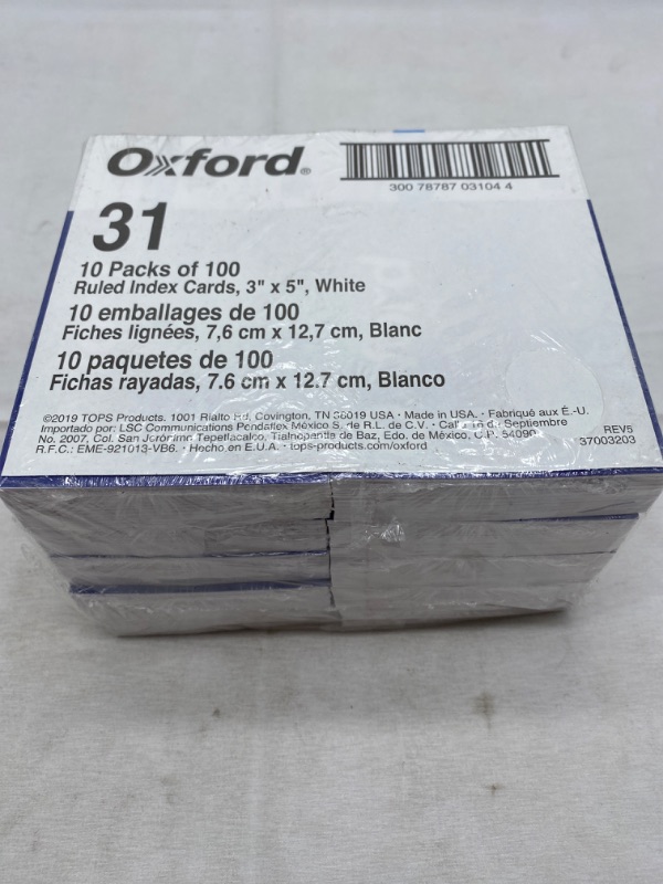 Photo 3 of Oxford 31EE Ruled Index Cards, 3" x 5", White, 1,000 Cards (10 Packs of 100) (31) NEW 