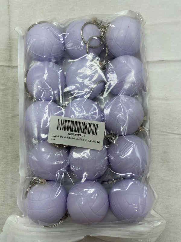 Photo 4 of 15 Pack Volleyball Keychains for Party Favors Supplies, Volleyball Team Gifts, School Carnival Prizes, Party Bag Gift Fillers, Volleyball Stress Relieve Ball Purple New 