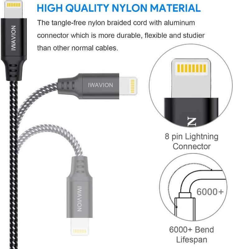 Photo 2 of iPhone Charger Cable, 4pack 3ft/ Lightning Cable Nylon Braided (Red)  MFi Certified iPhone Cable USB Sync Cord Fast iPhone Charging Cable for iPhone 