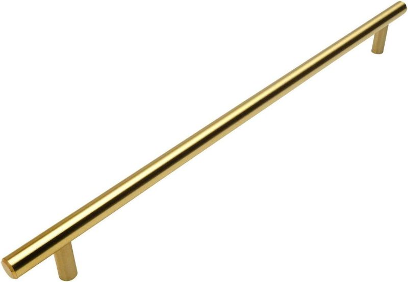 Photo 1 of Cosmas 305-320BB Brushed Brass Cabinet Hardware Euro Style Bar Handle Pull - 12-5/8" Inch (320mm) Hole Centers, 15" Overall Length NEW 