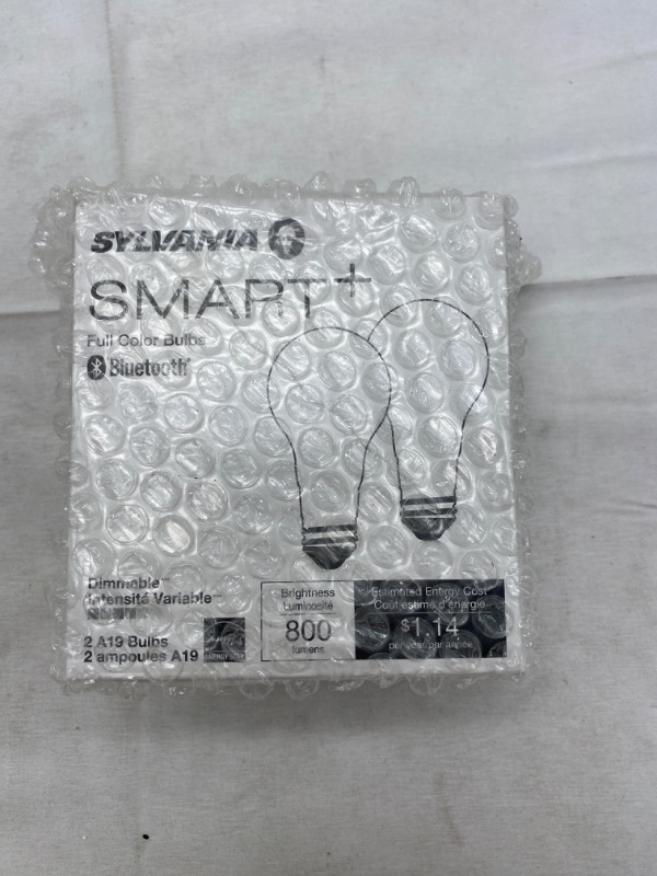 Photo 1 of SYLVANIA Bluetooth Mesh LED Smart Light Bulb, One Touch Set Up, A19 60W Equivalent, E26, RGBW Full Color & Adjustable White, Works with Alexa Only - 2 Count (Pack of 1) (75760) NEW 
