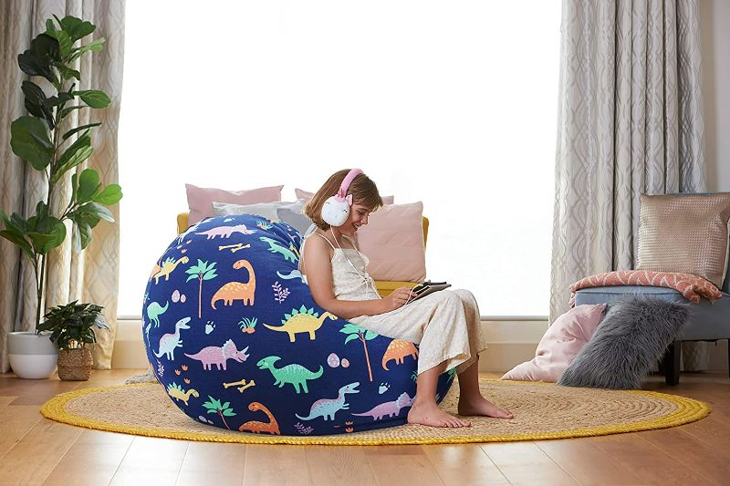 Photo 1 of Aubliss Stuffed Animal Storage Bean Bag Chair Cover Only for Plush Toys, Blankets, Large-Canvas Dinosaur NEW 