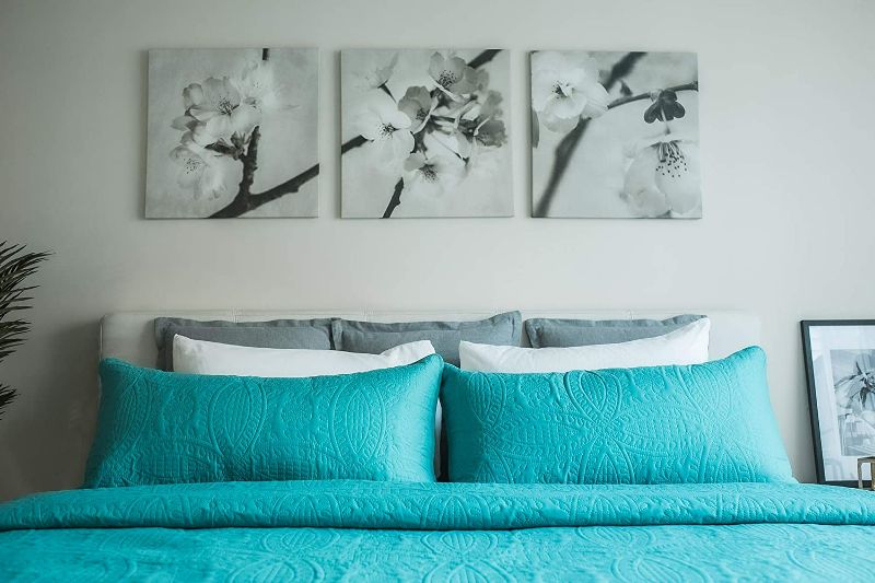 Photo 2 of Bedspread Coverlet Set Blue-Ocean Teal – Prestige Collection - Comforter Bedding Cover – Brushed Microfiber Bedding Set King 106x96" 