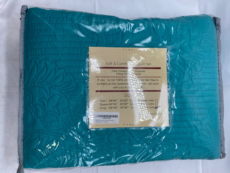 Photo 4 of Bedspread Coverlet Set Blue-Ocean Teal – Prestige Collection - Comforter Bedding Cover – Brushed Microfiber Bedding Set King 106x96" 