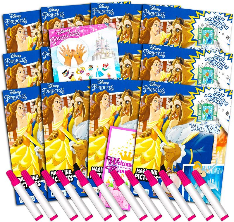 Photo 1 of Disney Princess Imagine Ink Coloring Book Set for Girls - 12 Pack Princess No Mess Coloring Books with Princess Tattoos (Disney Princess Party Favors Bundle) NEW 