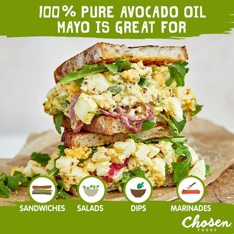 Photo 2 of {2 Pack} Chosen Foods 100% Avocado Oil-Based Classic Mayonnaise, Gluten & Dairy Free, Low-Carb, Keto & Paleo Diet Friendly, Mayo for Sandwiches, Dressings and Sauces, Made with Cage Free Eggs NEW 