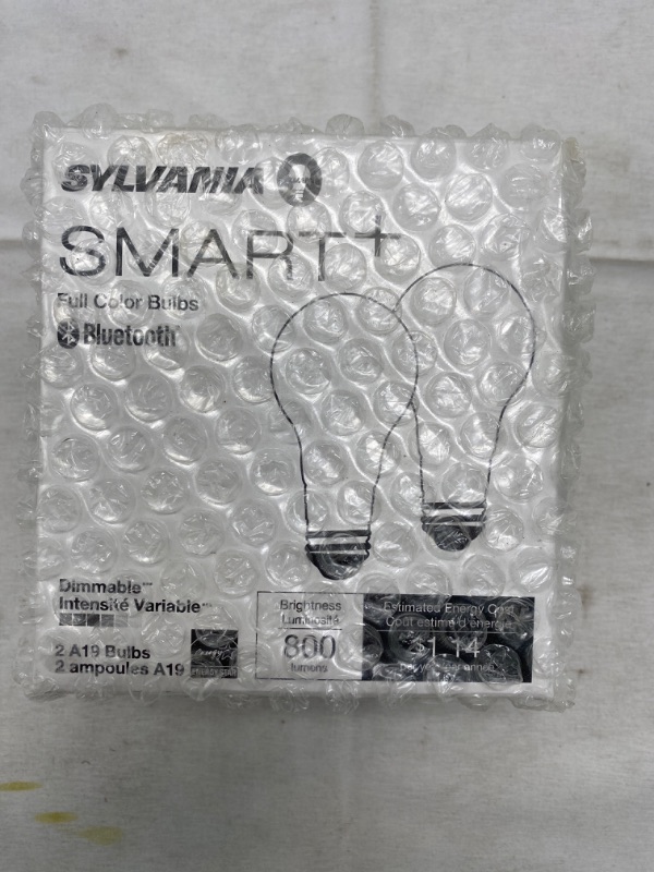 Photo 2 of SYLVANIA Bluetooth Mesh LED Smart Light Bulb, One Touch Set Up, A19 60W Equivalent, E26, RGBW Full Color & Adjustable White, Works with Alexa Only - 2 Count (Pack of 1) (75760) Full Color A19 NEW 