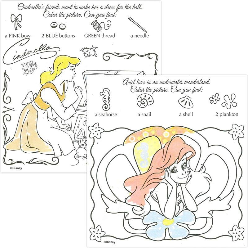 Photo 2 of Disney Princess Imagine Ink Coloring Book Set for Girls - 12 Pack Princess No Mess Coloring Books with Princess Tattoos (Disney Princess Party Favors Bundle)