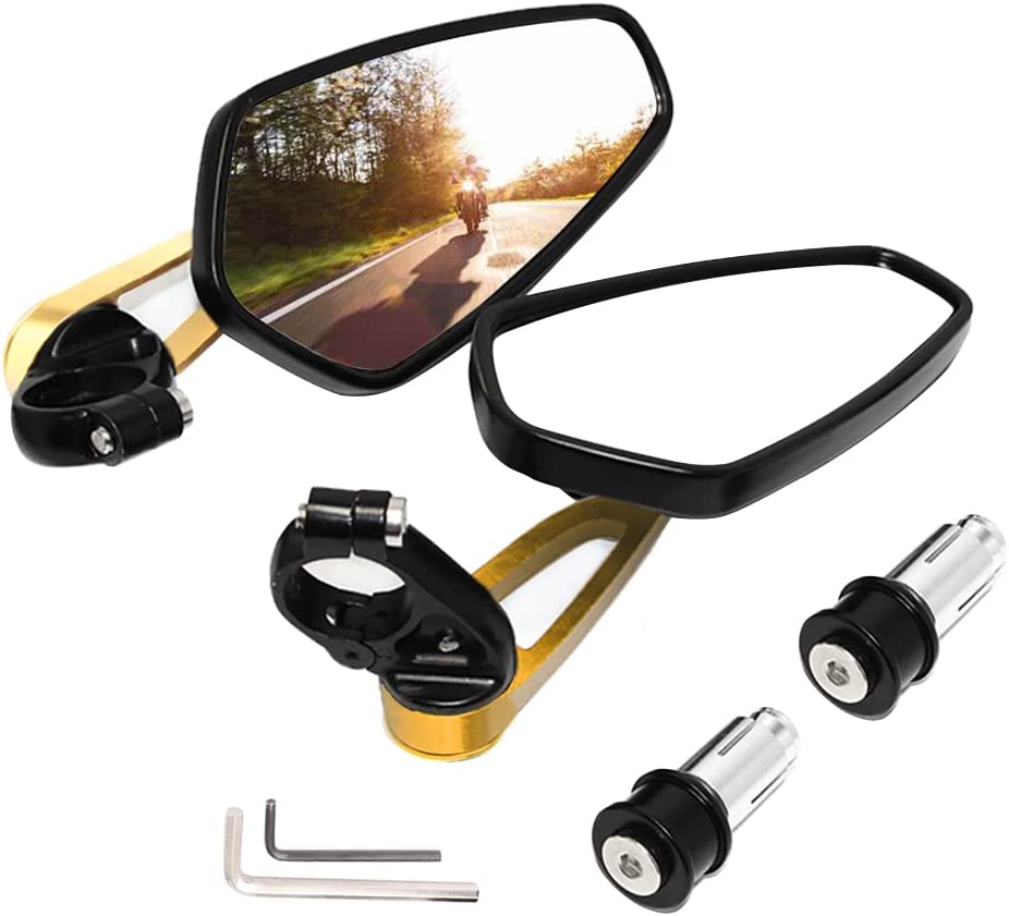 Photo 1 of DREAMIZER Bar End Mirrors,Universal Motorcycle Mirrors Black Rear View  GOLD NEW 