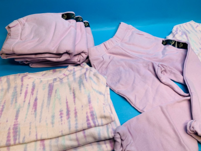 Photo 1 of 826465… 4 girls size large fleece jogger and sweatshirt sets 