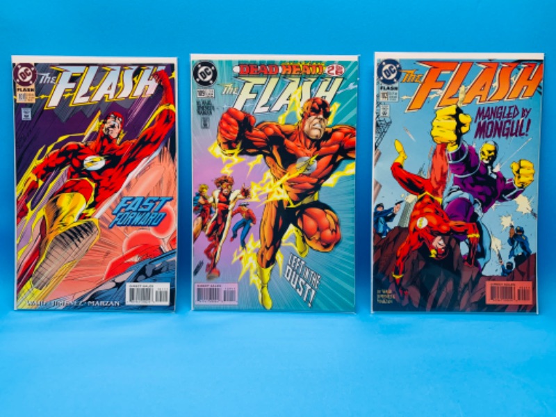 Photo 1 of 827007…3 vintage flash comics in plastic sleeves 