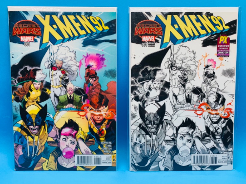 Photo 1 of 827066…2 X-men’92 comics #1 - exclusive black and white Larraz Variant cover in plastic sleeves 