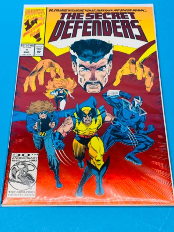 Photo 1 of 827067…red foil secret defenders #1 comic in plastic sleeve 