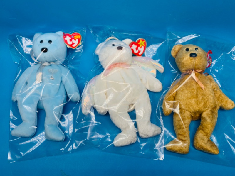 Photo 1 of 827204… 3 TY beanie babies in plastic bags 
