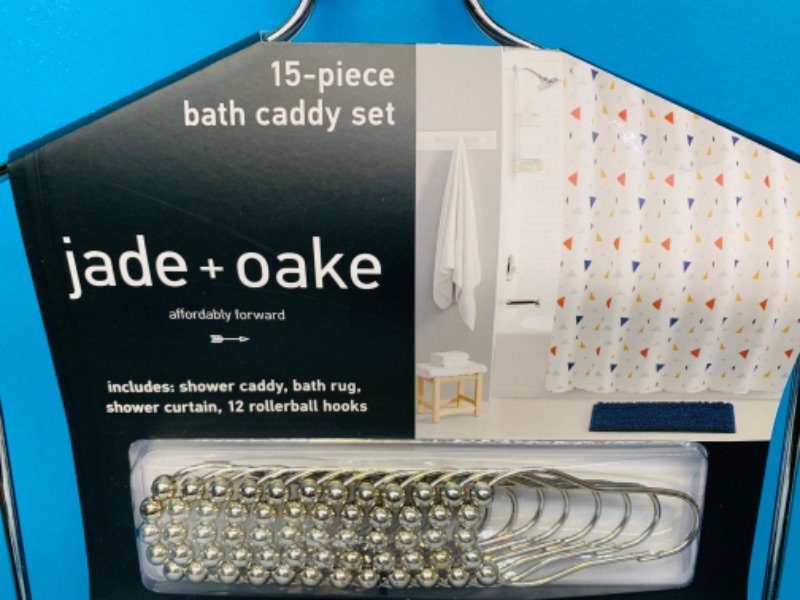 Photo 1 of 827237… 15 piece  bath caddy set with blue rug