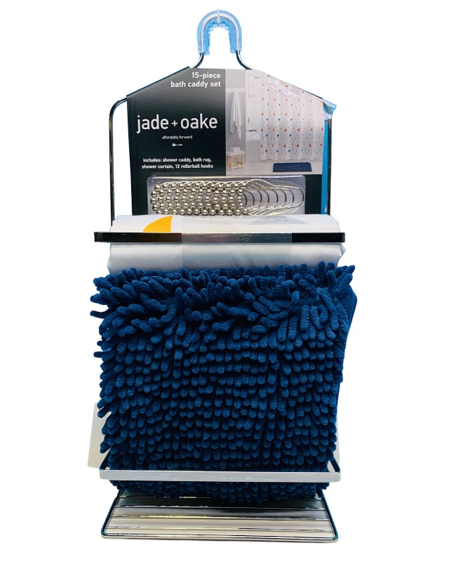Photo 3 of 827237… 15 piece  bath caddy set with blue rug