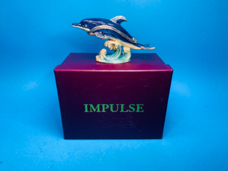 Photo 3 of 827319…  4” impulse jeweled and crystal enamel hinged trinket box in satin lined box 