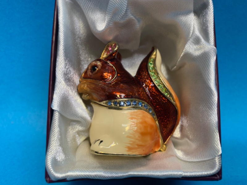 Photo 2 of 827336… 2” impulse jeweled and crystal enamel hinged trinket box in satin lined box 