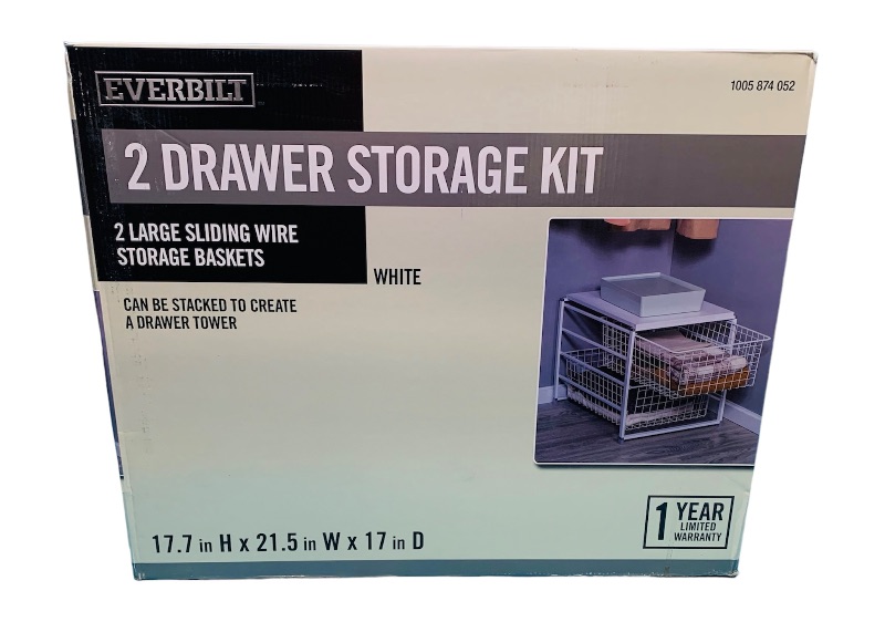 Photo 1 of 827353…Everbuilt 2 drawer sliding wire storage baskets 17.7 H x 21.5 W x 17 D