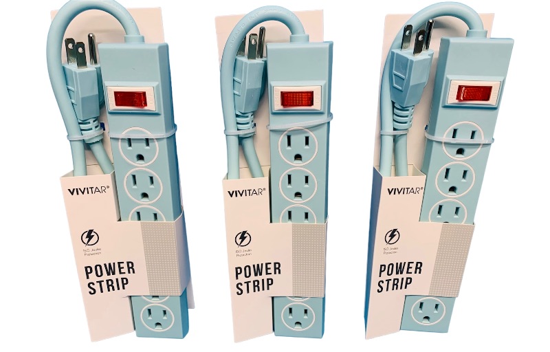 Photo 1 of 827356… 3 Vivitar power strips with heavy duty cords and grounded plugs 