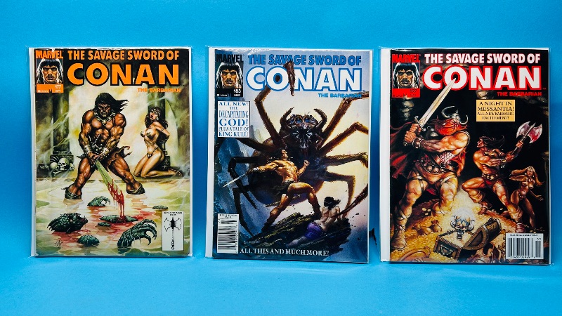 Photo 1 of 827466… 3 vintage Conan magazines in plastic sleeves - may show wear from age