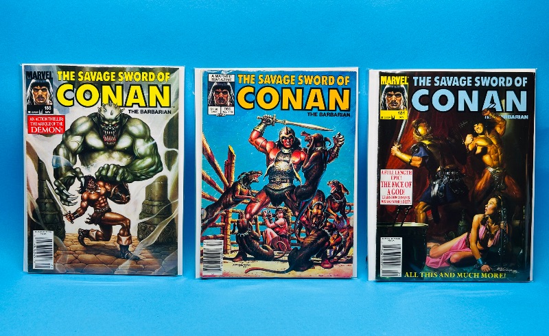 Photo 1 of 827468… 3 vintage Conan magazines in plastic sleeves - may show wear from age