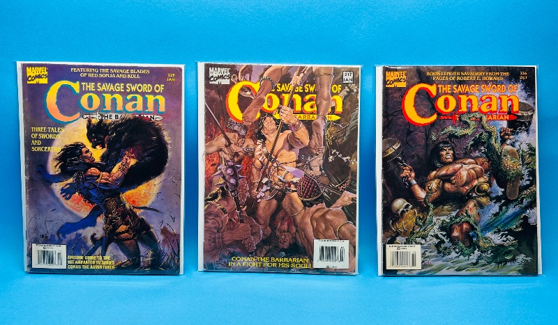 Photo 1 of 827471… 3 vintage Conan magazines in plastic sleeves - may show wear from age