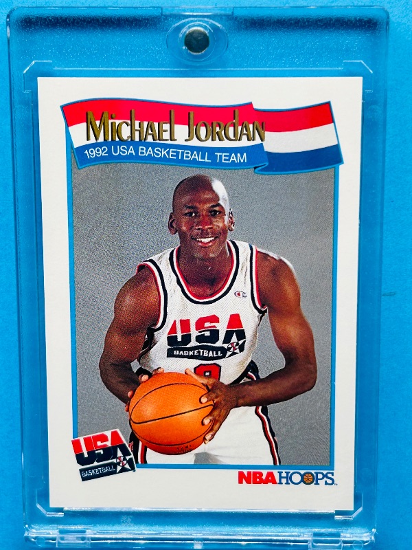 Photo 1 of 827485…Michael Jordan card 579  in hard plastic case 