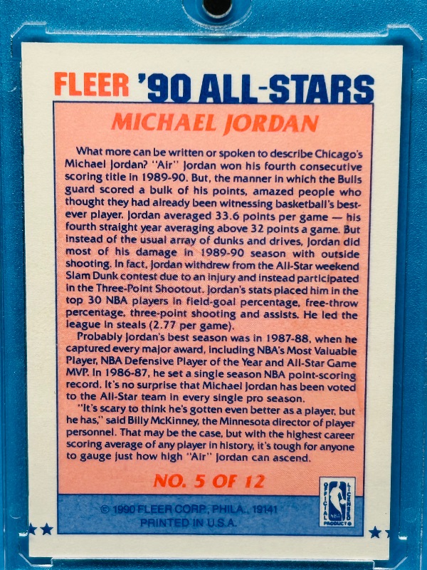Photo 1 of 827486…Michael Jordan card 5  in hard plastic case 