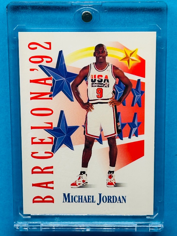 Photo 1 of 827489…Michael Jordan Barcelona card 534  in hard plastic case 