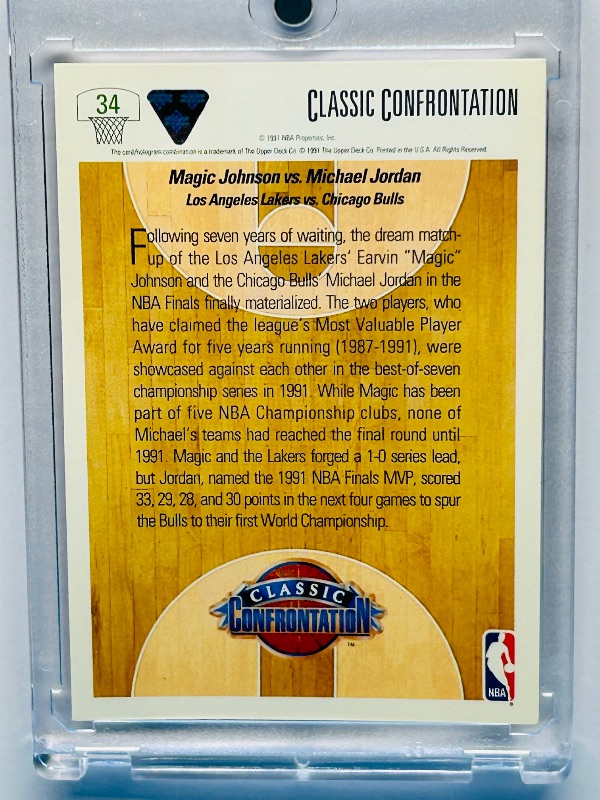Photo 1 of 827490…Magic vs. Jordan card 34  in hard plastic case 