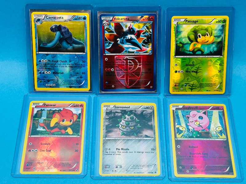 Photo 1 of 827495…6 Pokémon reverse holo cards in hard plastic sleeves 