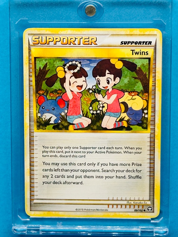 Photo 1 of 827497…Pokémon Supporter Twins card  in hard plastic case 