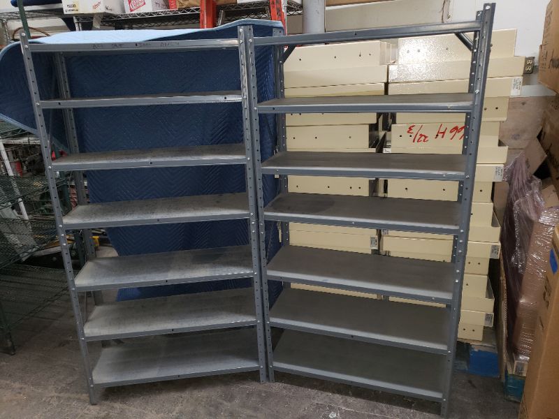 Photo 1 of 2 gray storage shelves (59.5H 30.5W 11.75D all in inches)